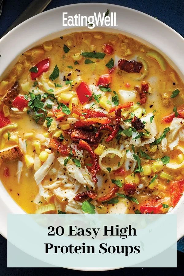 Delicious high-protein soups ready to warm you up for dinner tonight.
