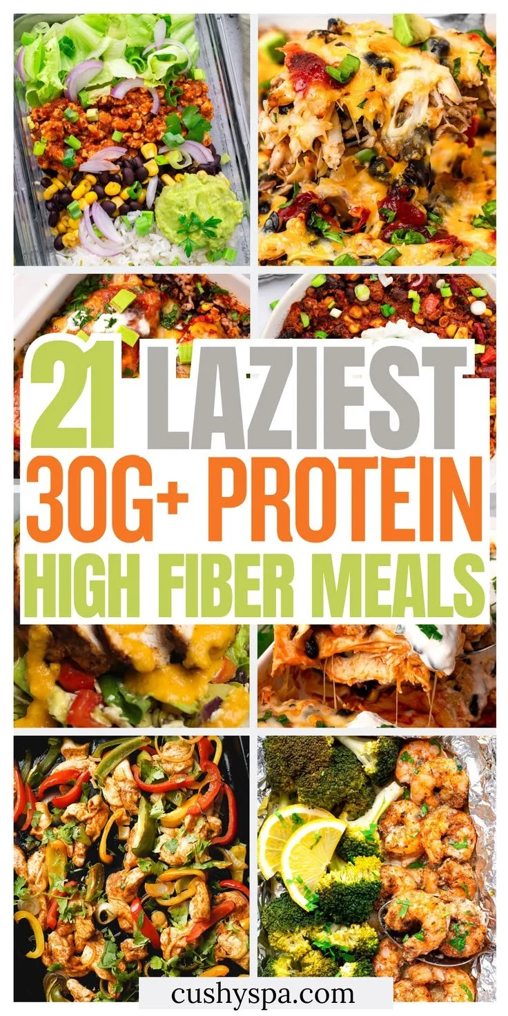 Lazy high protein high fiber meals with 30g+ protein for easy nutrition