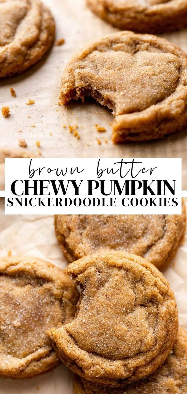 Brown Butter Pumpkin Snickerdoodle Cookies with autumn spices