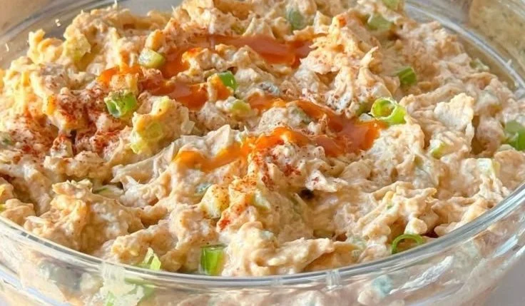 Fresh Buffalo Chicken Salad with spicy chicken, lettuce, and veggies