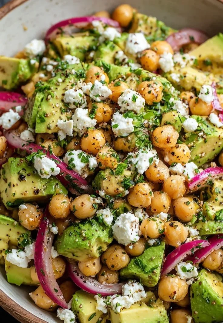 Chickpea Feta Avocado Salad