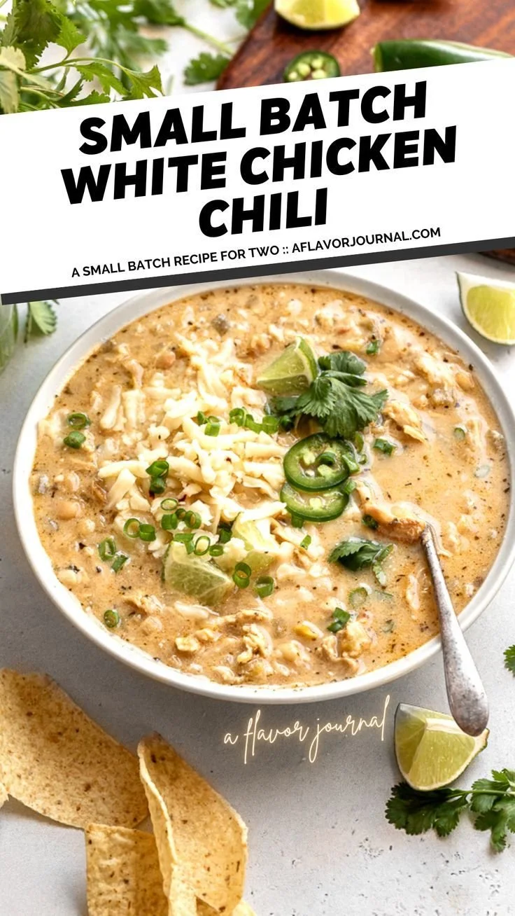 Creamy white chicken chili in a bowl, garnished with cilantro and diced jalapeños.