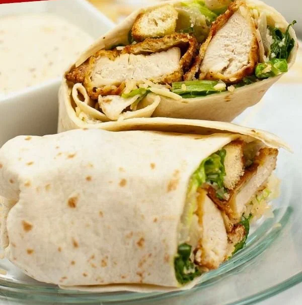 Crispy Chicken Caesar Wraps in an air fryer, healthy and high-protein lunch.