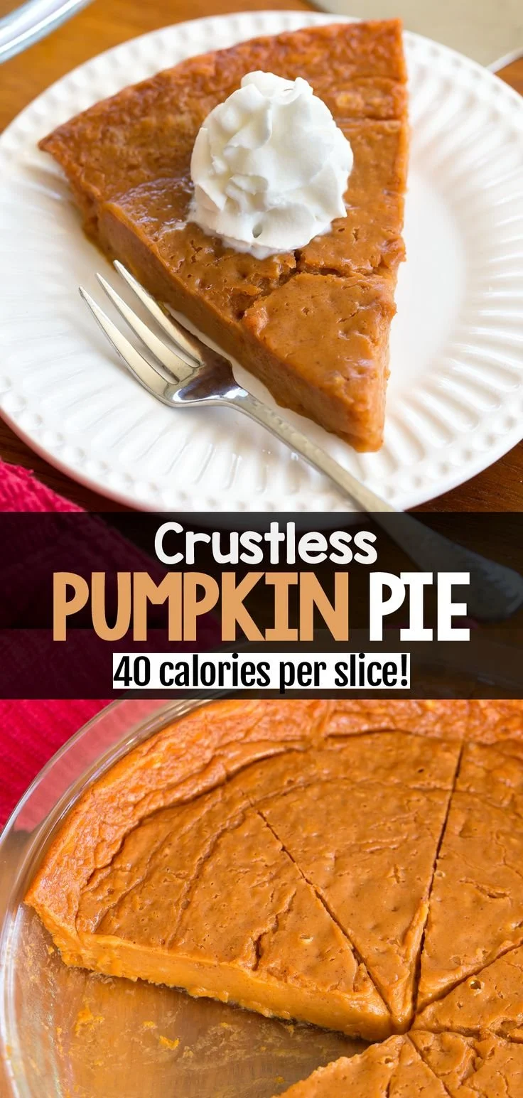 Crustless pumpkin pie served on a plate, perfect for a healthy Thanksgiving dessert