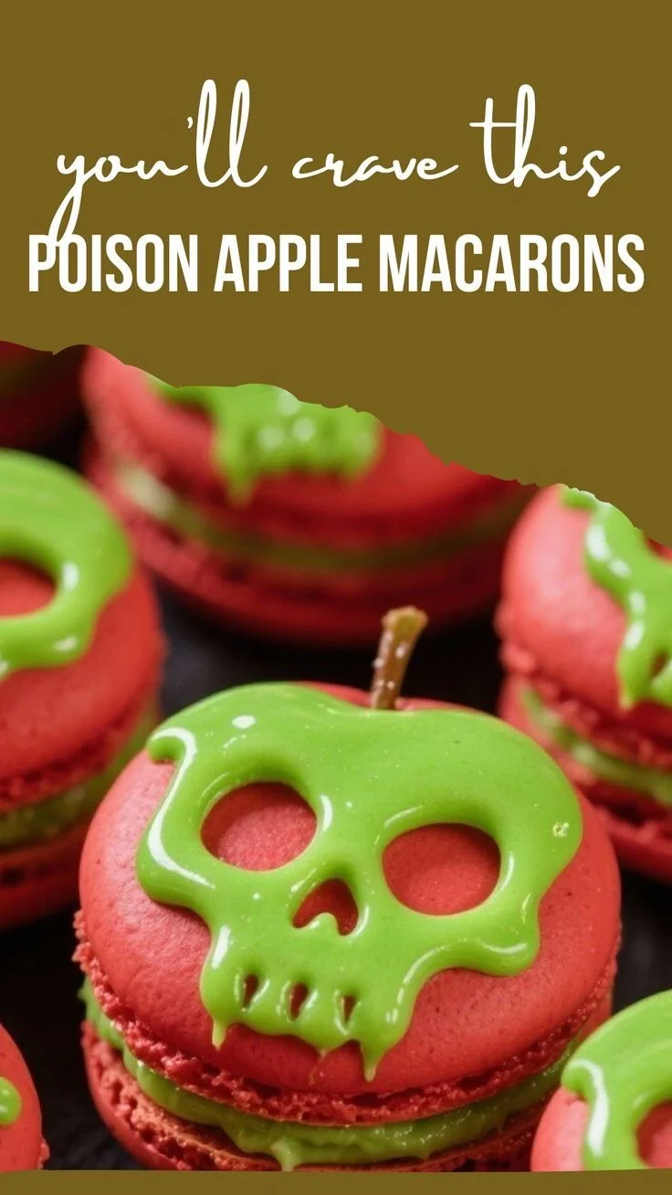 Poison apple macarons decorated for Halloween