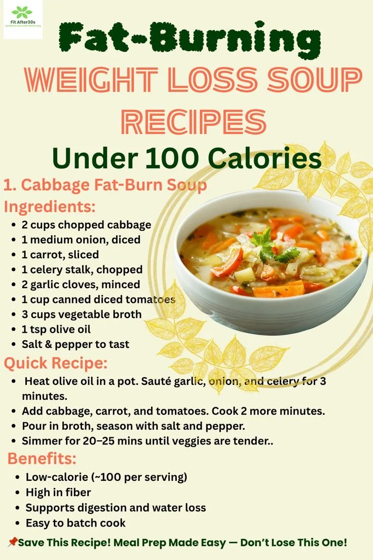 Bowl of fat-burning cabbage soup for weight loss, low-calorie and delicious
