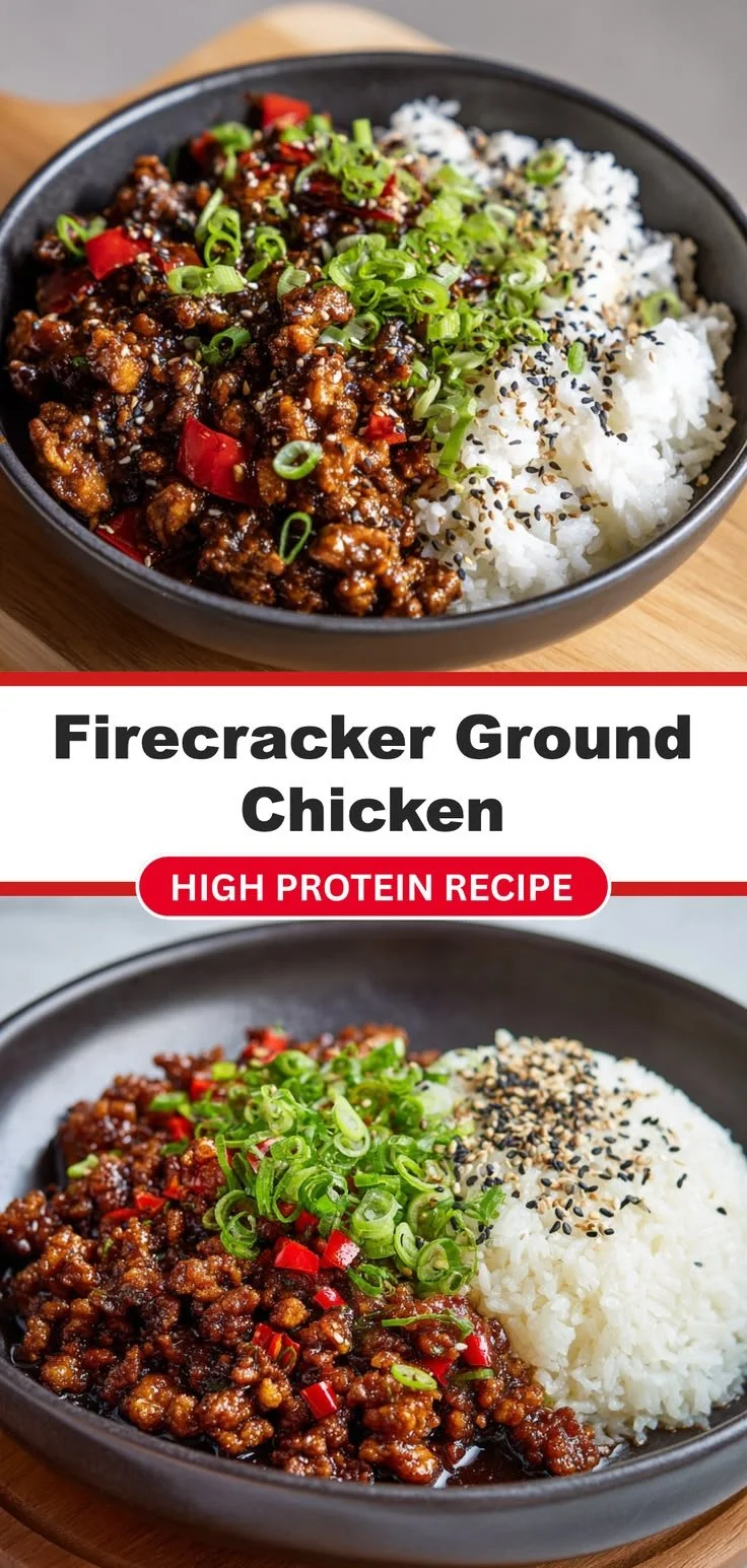 Delicious Firecracker Ground Chicken dish, high in protein and family-friendly.