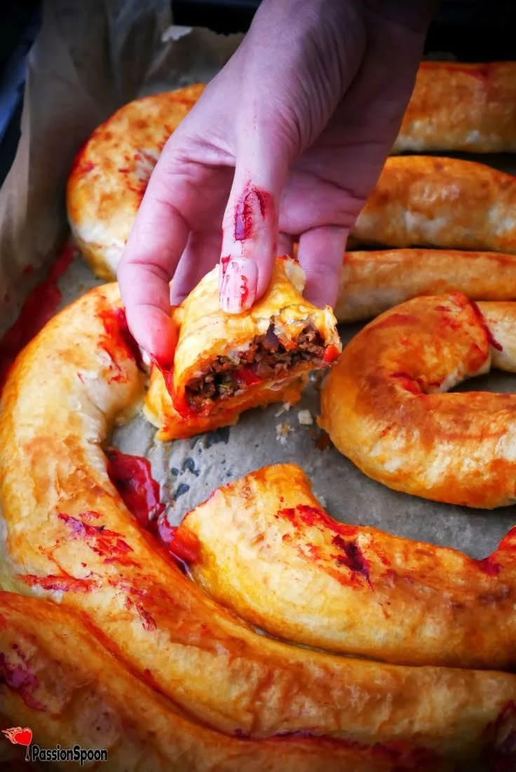 Halloween zombie guts snack recipe for a spooky party treat
