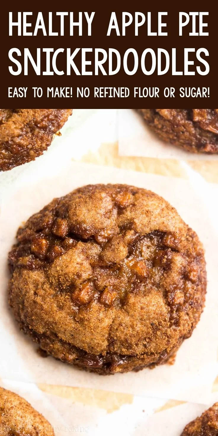 Healthy apple pie snickerdoodles with cinnamon and apples on a plate