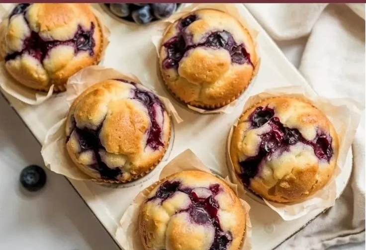 High-protein cottage cheese blueberry muffins fresh out of the oven