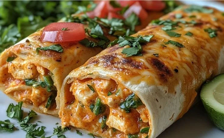 High Protein Low Calorie Cheesy Buffalo Chicken Burritos