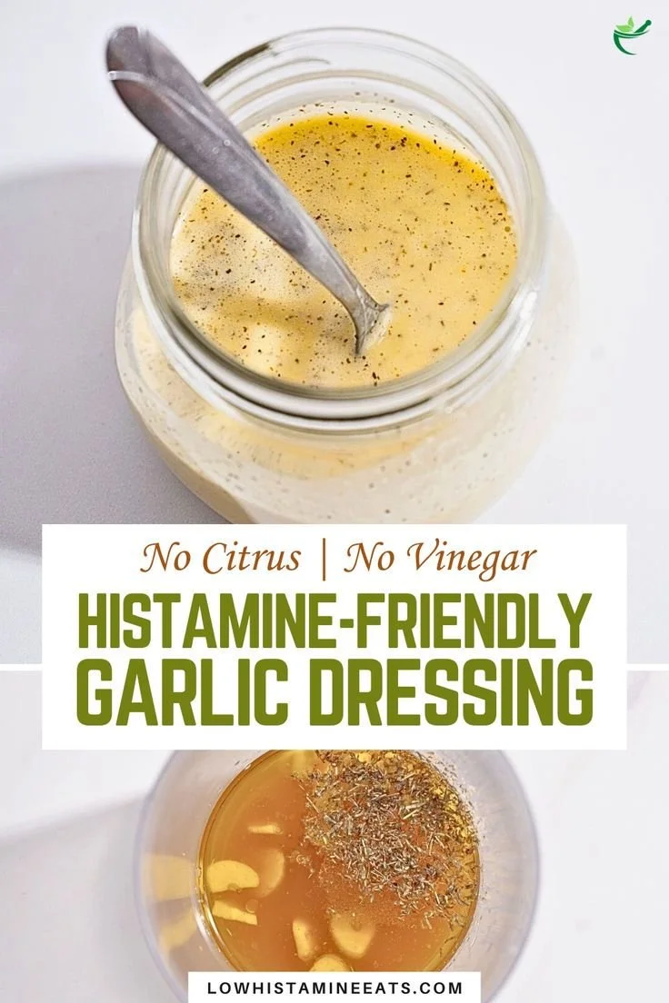 Low histamine garlic salad dressing recipe with no citrus ingredients