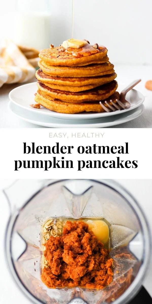 Delicious Oatmeal Pumpkin Pancakes blended for an easy breakfast recipe