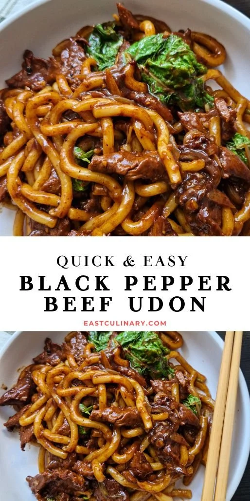 Quick and Flavorful Beef Black Pepper Udon dish served in a bowl