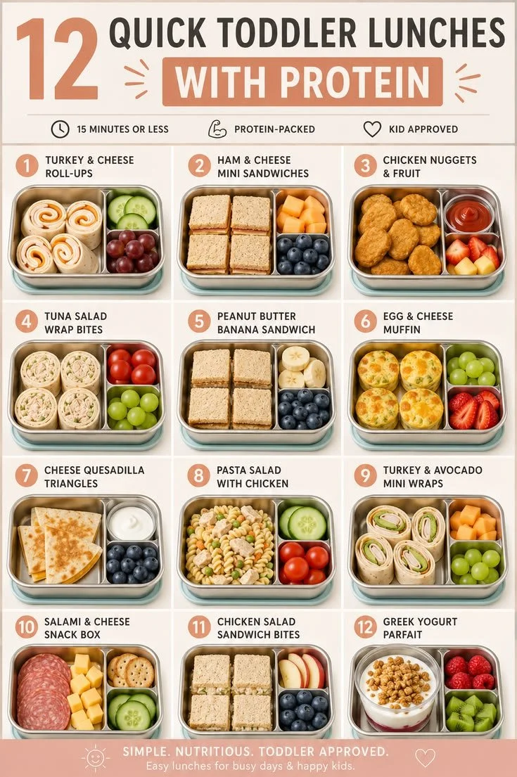 Quick toddler dinner ideas with protein ready in 15 minutes or less.