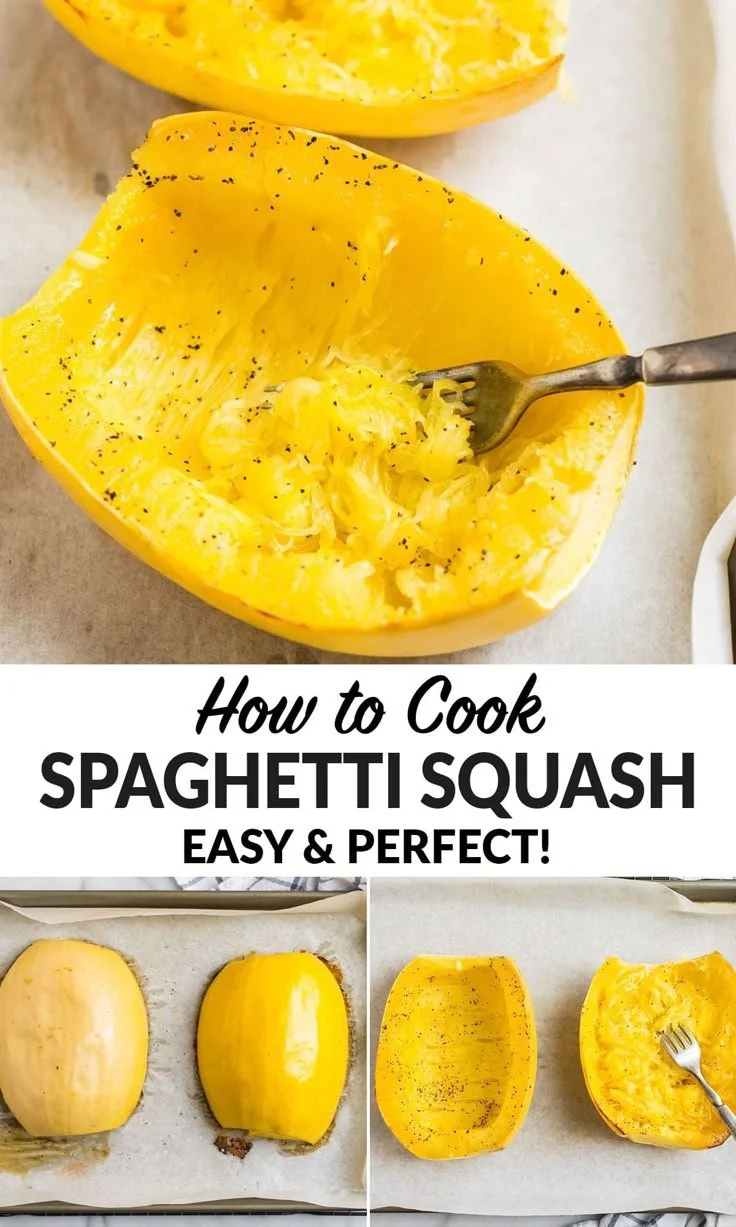 Roasted spaghetti squash served in a bowl with fresh herbs