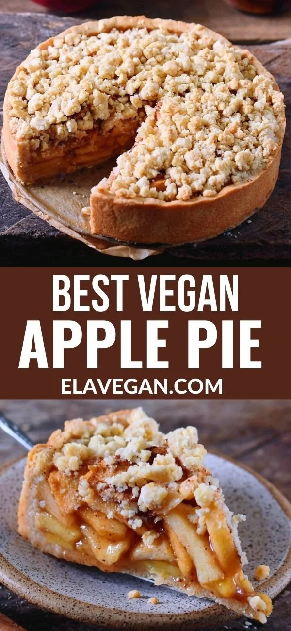 A delicious vegan apple pie made with fresh apples and a flaky crust.
