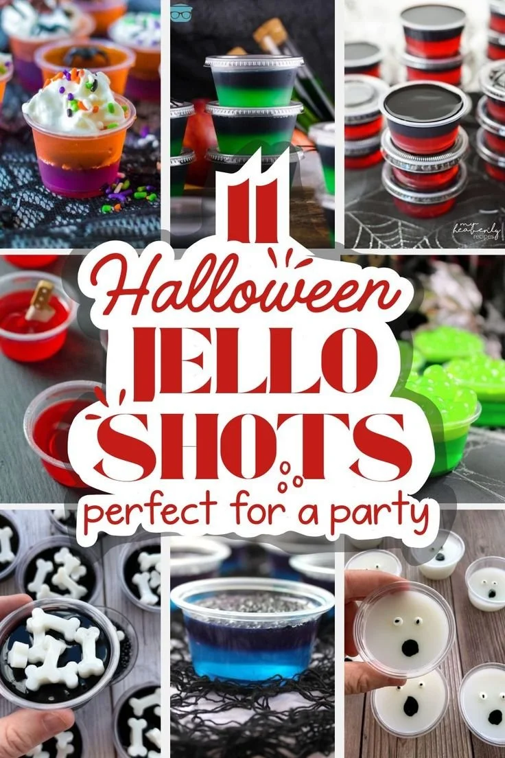 Colorful Halloween Jello Shots served in festive cups for a spooky celebration