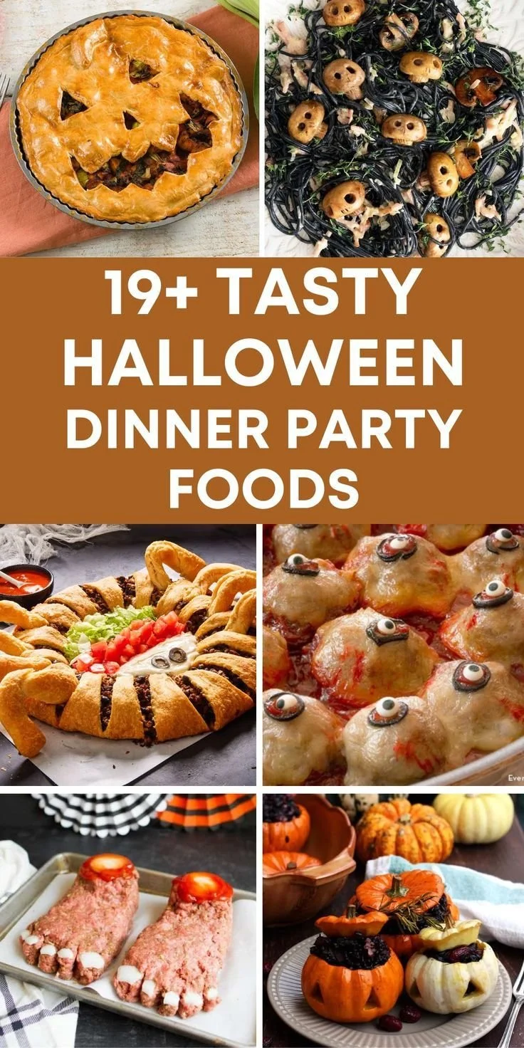 Spooky Halloween dinner party foods for a festive celebration.