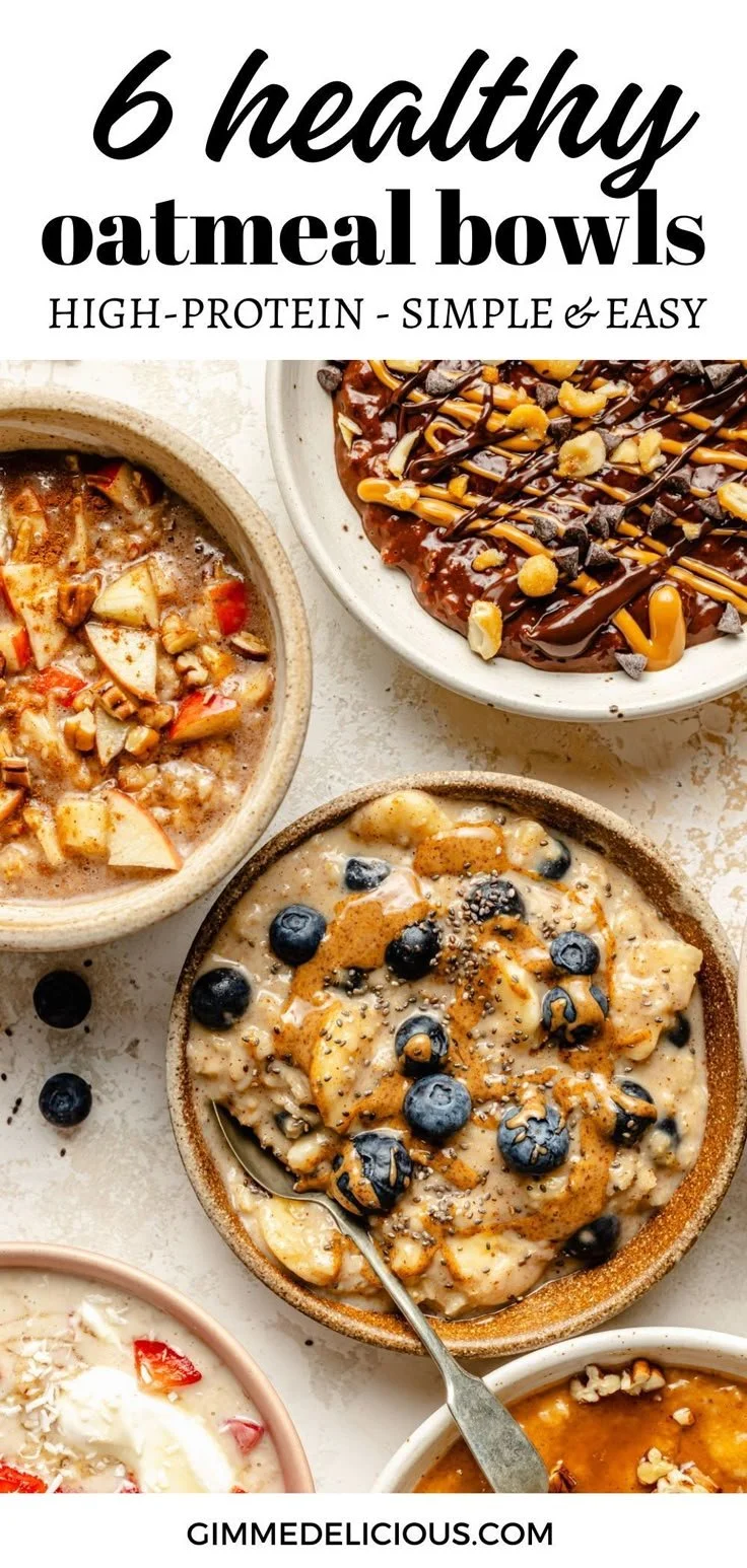Delicious healthy oatmeal bowl recipes with fresh toppings and ingredients
