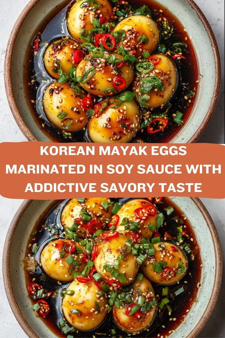 Delicious Mayak Eggs marinated in soy sauce, showcasing Korean culinary magic.