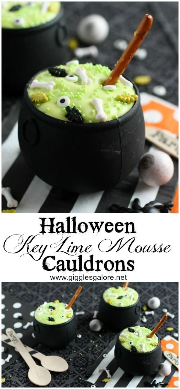Delicious bubbling Key Lime Mousse served in cauldrons