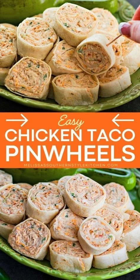 Delicious Chicken Taco Pinwheels recipe ready to serve, perfect for gatherings.