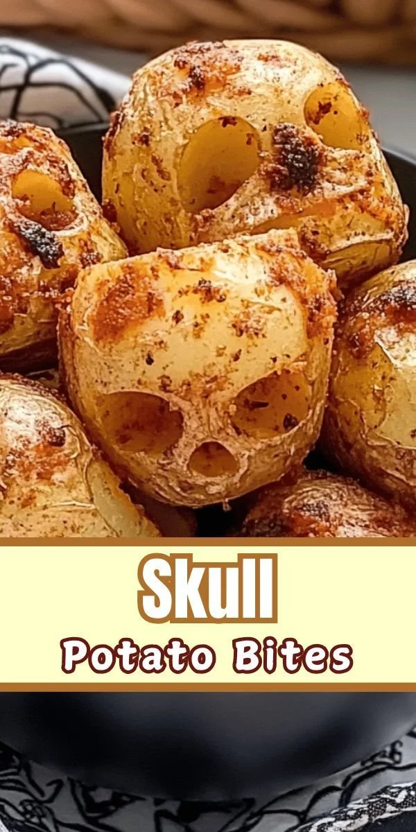 Comforting Skull Potato Bites served on a plate, ideal for gatherings or snacks.