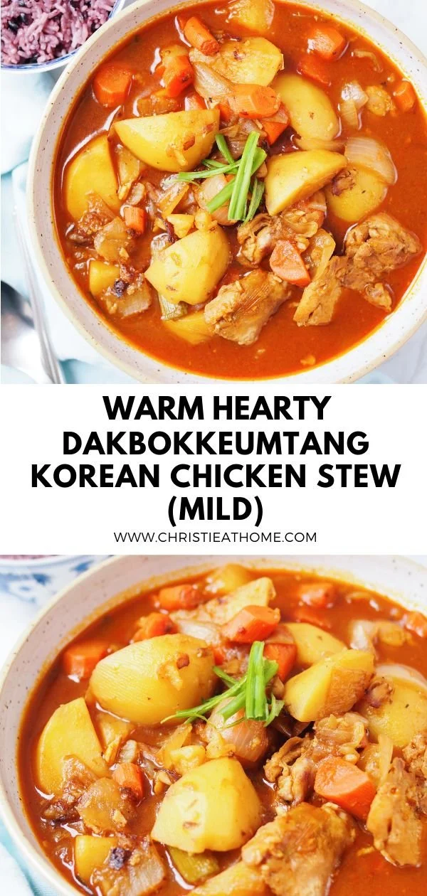Delicious Dakbokkeumtang Korean chicken stew with spicy sauce and vegetables