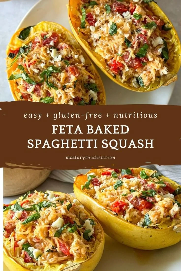 Easily prepared feta baked spaghetti squash with a nutritious filling