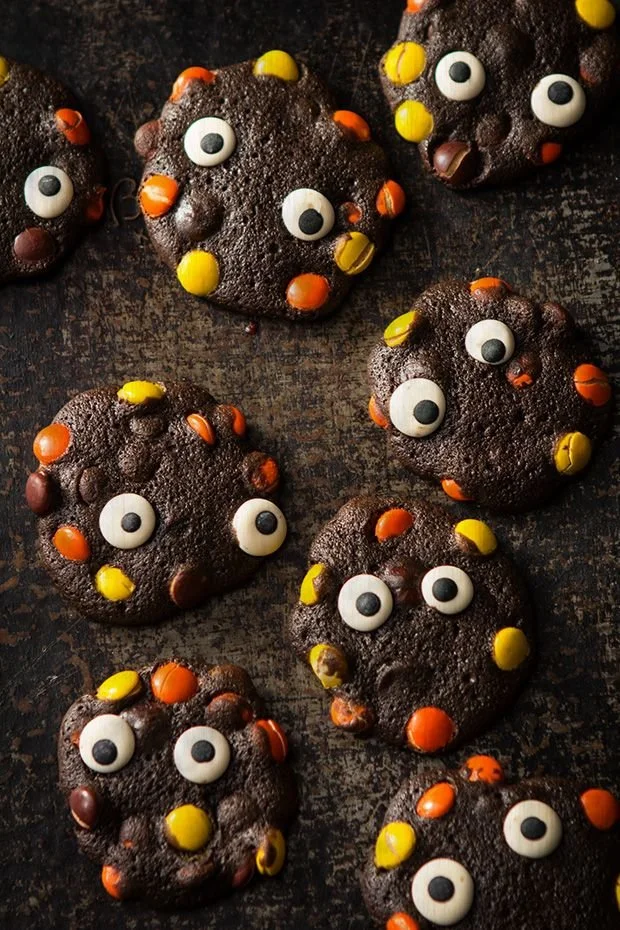 Colorful Halloween Monster Cookies decorated for a spooky celebration