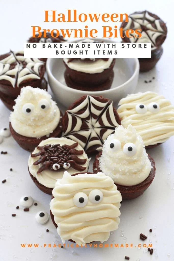 Spooky brownie bats bites decorated for Halloween treats