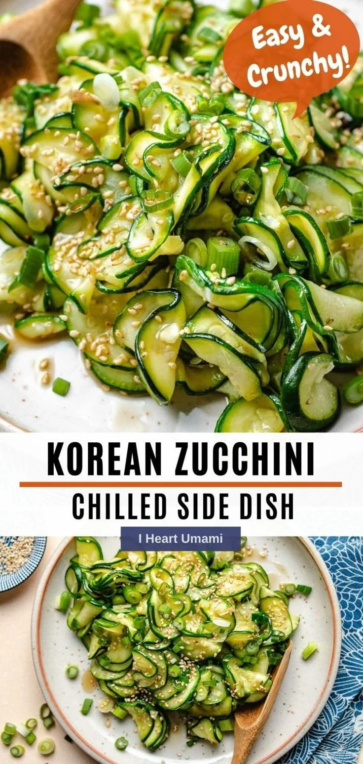 Korean zucchini side dish with seasoning and herbs