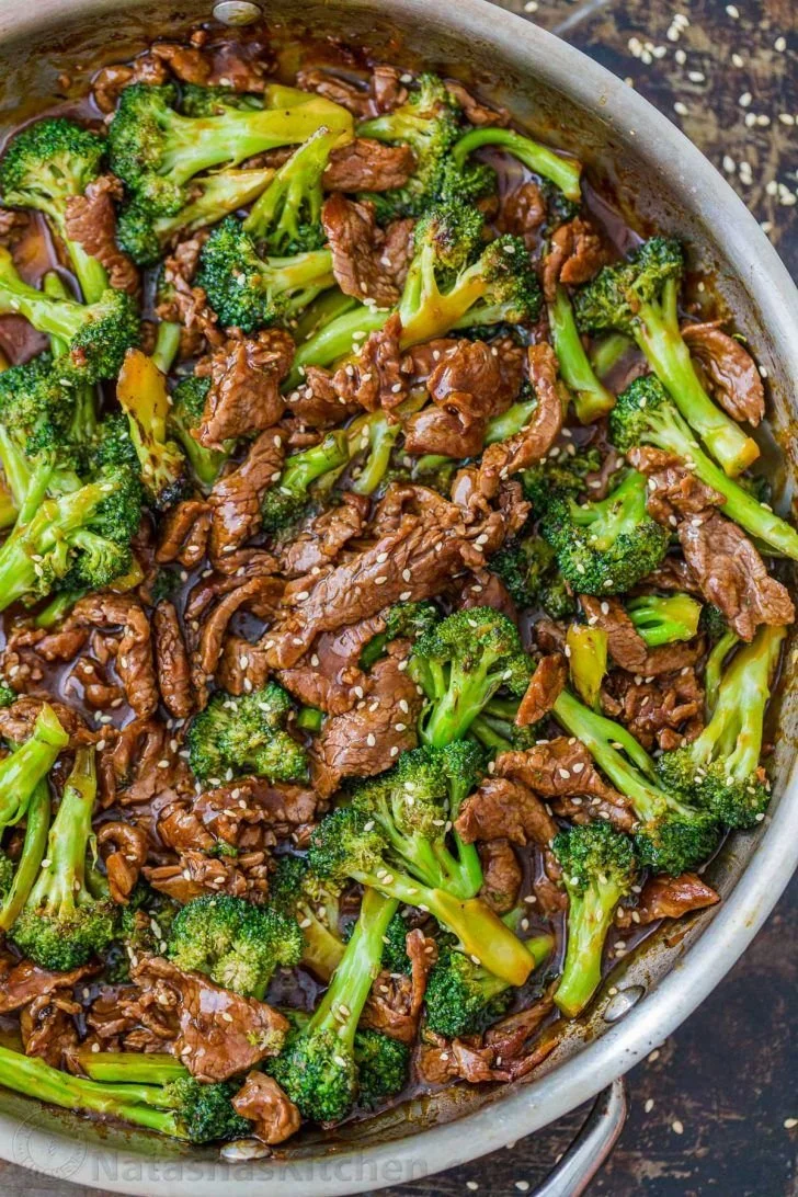 Low carb beef and broccoli stir fry for keto diet on a plate