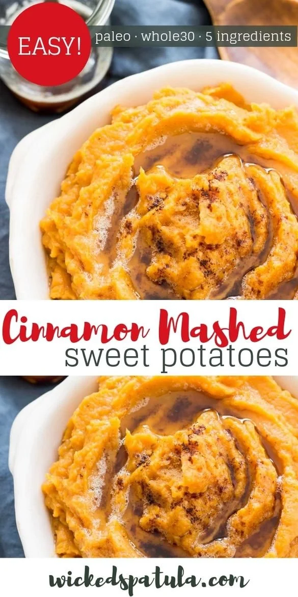 Paleo Cinnamon Mashed Sweet Potatoes served in a bowl
