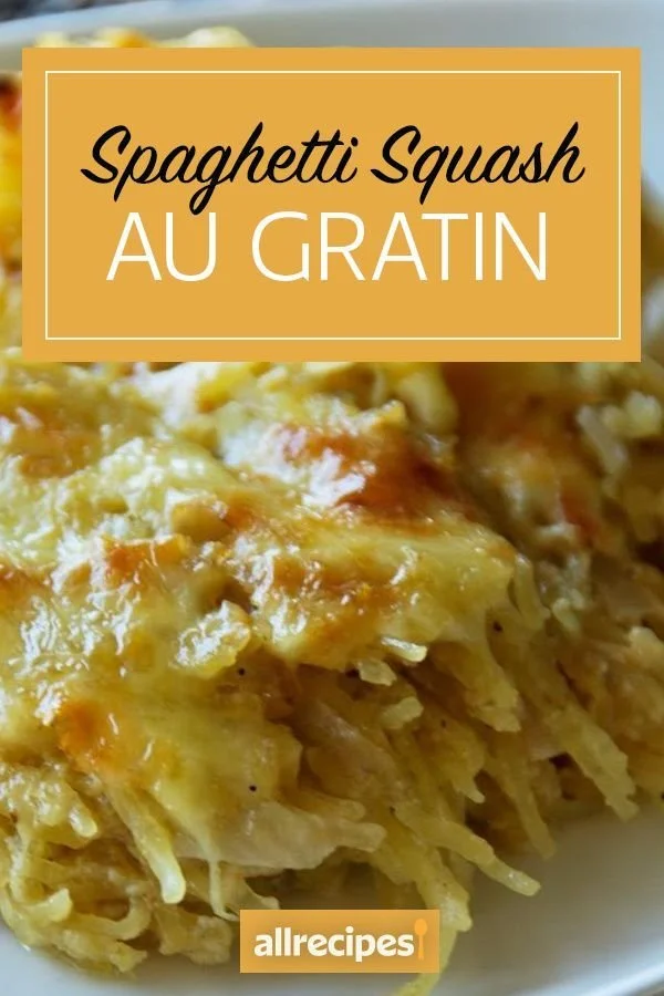 Creamy Spaghetti Squash Au Gratin baked with cheese and herbs