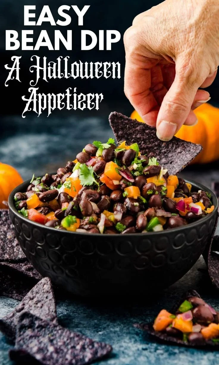 Delicious bean dip served at a Halloween party for adults