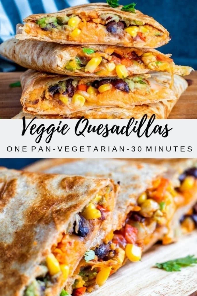 Delicious Vegetarian Quesadillas filled with black beans and sweet potatoes